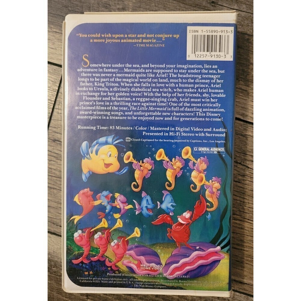 The Little Mermaid ORIGINAL DISCONTINUED/BANNED VHS - Picture 3 of 3